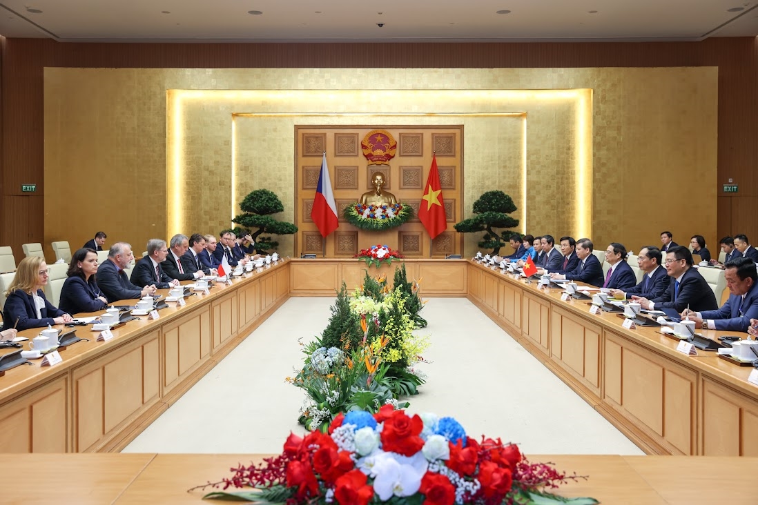 Thủ tướng Phạm Minh Chính hội đàm với Thủ tướng Cộng hòa Czech Petr Fiala - Ảnh: VGP/Nhật Bắc