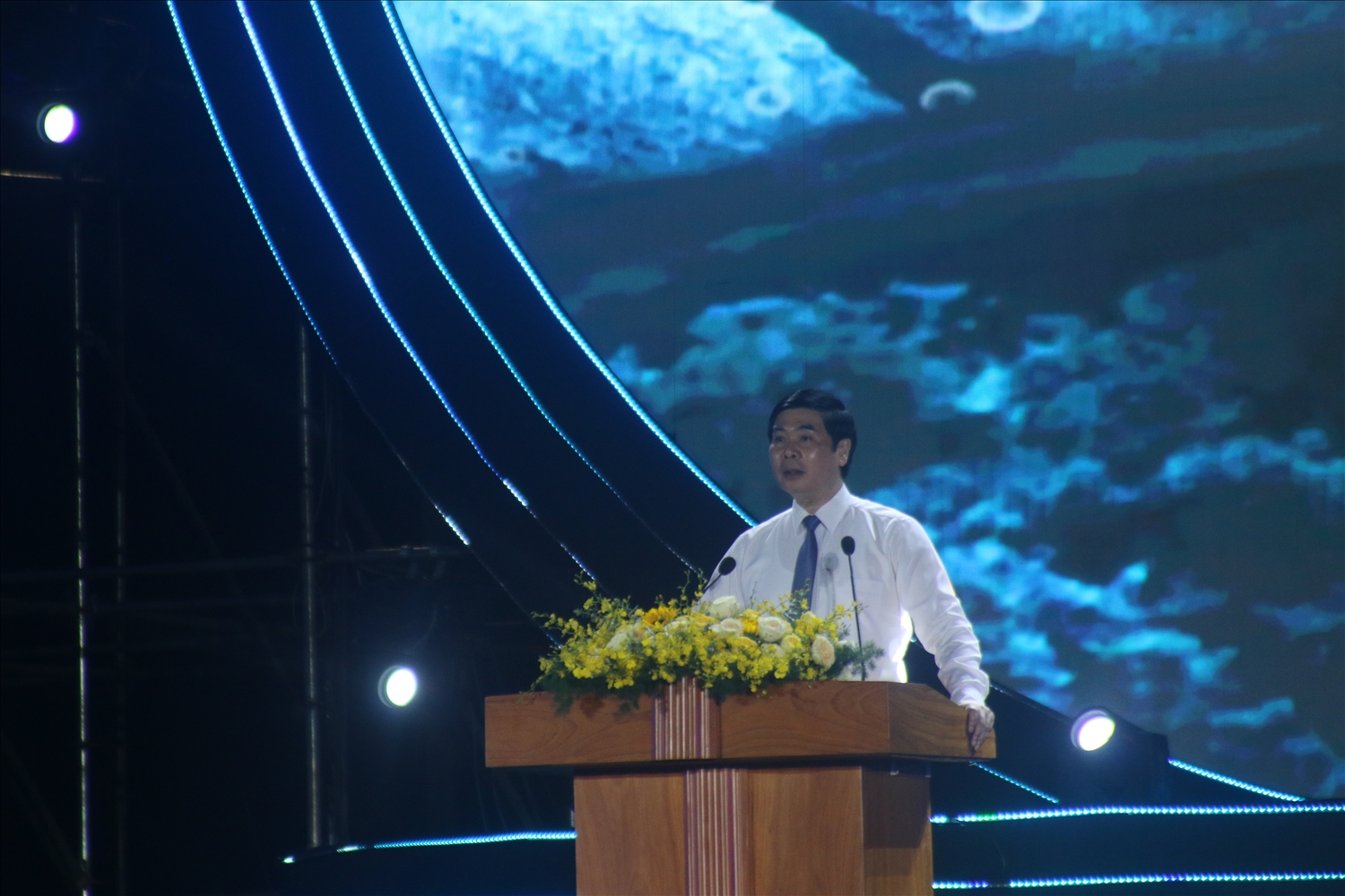 Ông Lâm Hải Giang, Phó chủ tịch UBND tỉnh Bình Định phát biểu tại lễ khai mạc