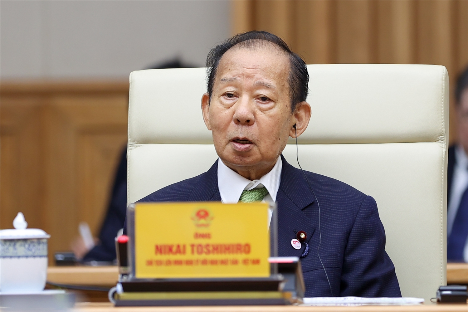Ông Nikai cho biết việc tổ chức đoàn thăm Việt Nam lần này cho thấy sự quan tâm và đồng thuận cao trong nội bộ Nhật Bản từ Chính phủ, các địa phương, giới doanh nghiệp và người dân đối với việc tăng cường và làm sâu sắc hơn nữa quan hệ hợp tác hữu nghị với Việt Nam - Ảnh: VGP/Nhật Bắc