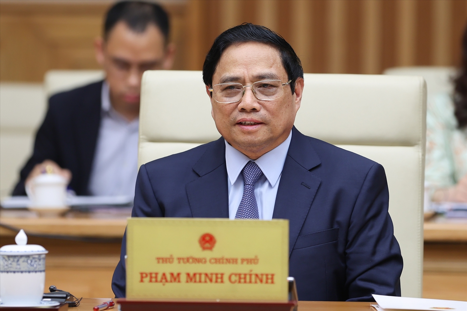 Thủ tướng Chính phủ đã giới thiệu đến đoàn về thành tựu của Việt Nam trong công cuộc đổi mới, phát triển kinh tế - xã hội - Ảnh: VGP/Nhật Bắc