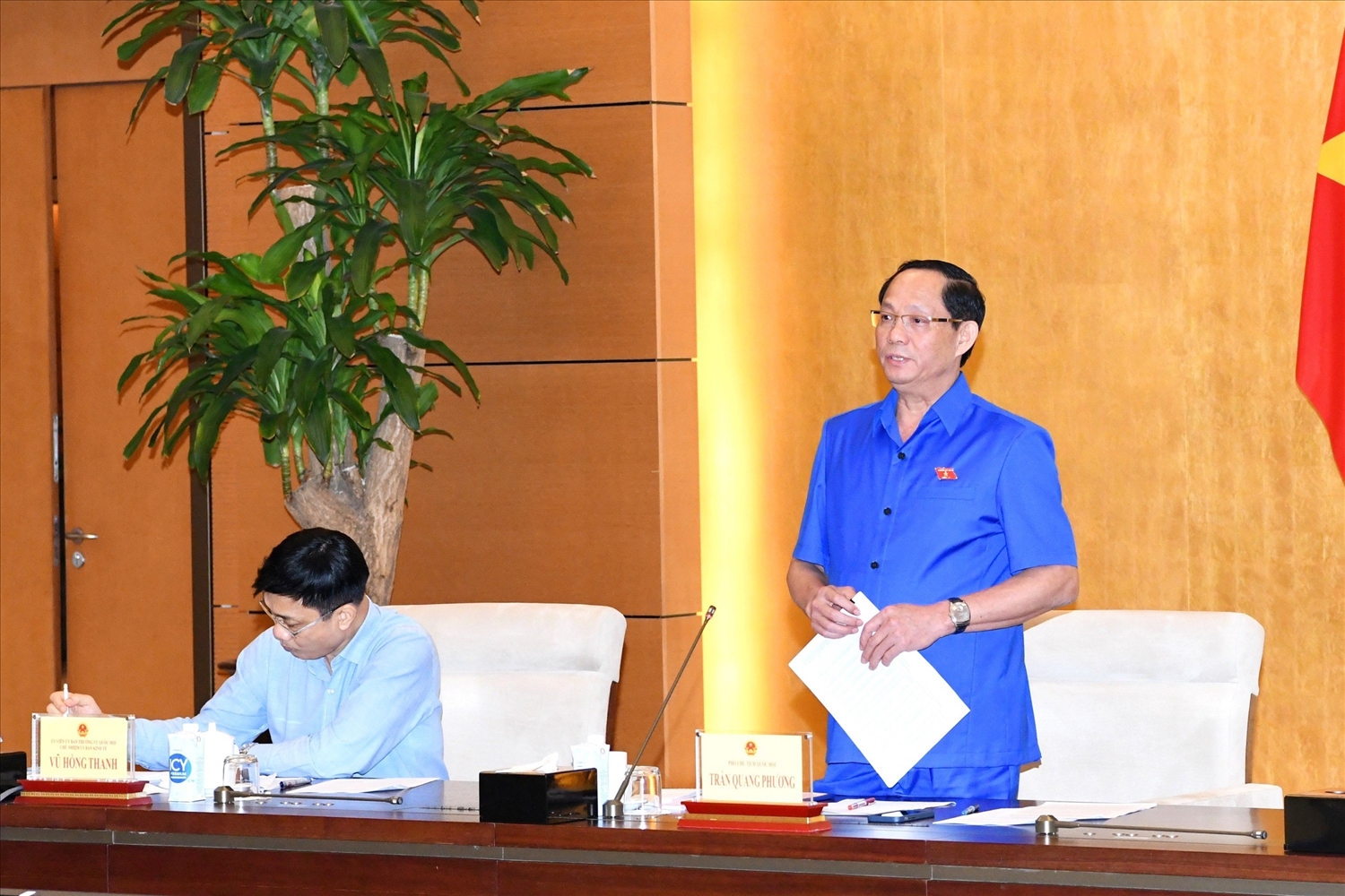 Thượng tướng Trần Quang Phương, Ủy viên Ban Chấp hành Trung ương Đảng, Phó Chủ tịch Thường trực Quốc hội, Trưởng Đoàn Giám sát phát biểu tại buổi làm việc