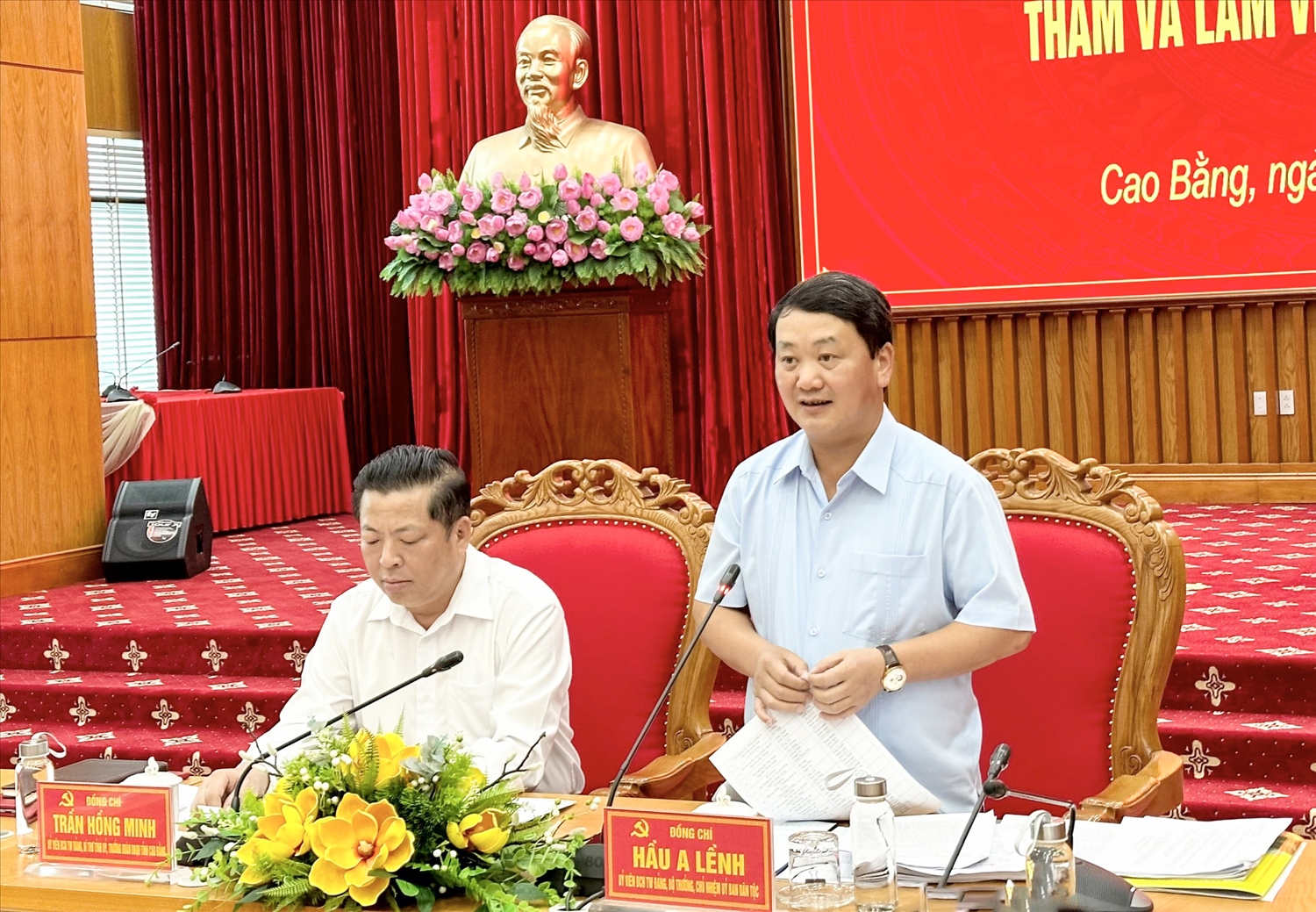 Bộ trưởng, Chủ nhiệm Uỷ ban Dân tộc Hầu A Lềnh mong muốn tỉnh Cao Bằng tiếp tục quyết tâm cao hơn, nỗ lực lớn hơn để hoàn thành các mục tiêu phát triển KT-XH