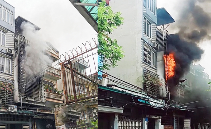Hiện trường vụ cháy tại số 24 phố Thành Công, quận Hà Đông, TP. Hà Nội