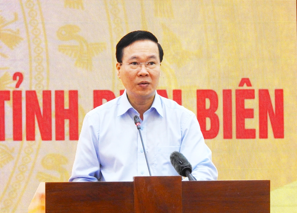 Ủy viên Bộ Chính trị, Chủ tịch nước Cộng hòa xã hội Chủ nghĩa Việt Nam Võ Văn Thưởng phát biểu tại buổi lễ