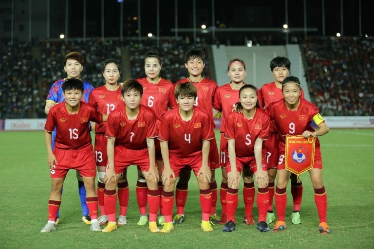 Đội hình xuất phát của đội tuyển Việt Nam trong trận chung kết SEA Games 32. (Ảnh: VFF)