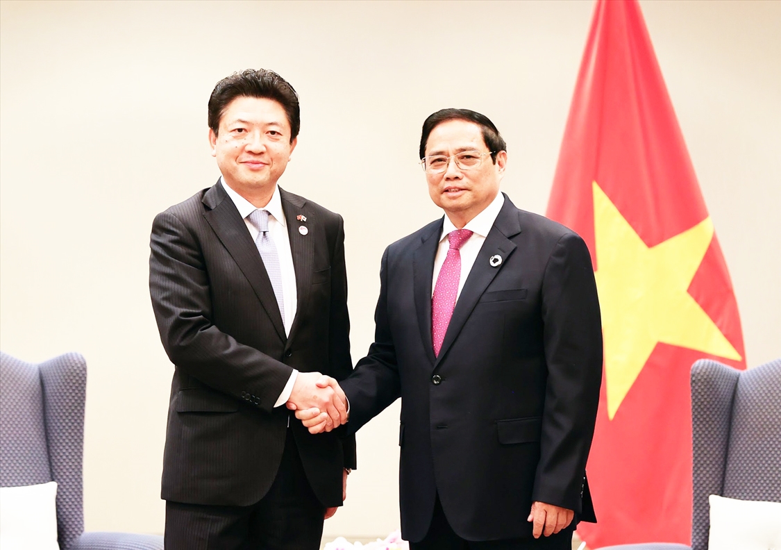 Thủ tướng Phạm Minh Chính tiếp ông Akio Yoshida, Chủ tịch điều hành Tập đoàn AEON - Ảnh: VGP/Nhật Bắc