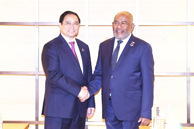 Thủ tướng Chính phủ Phạm Minh Chính hội kiến Tổng thống Liên bang Comoros Azali Assoumani - Ảnh: VGP/Nhật Bắc