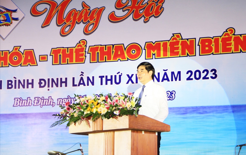 Ông Lâm Hải Giang - Phó chủ tịch UBND tỉnh Bình Định phát biểu Khai mạc Ngày hội