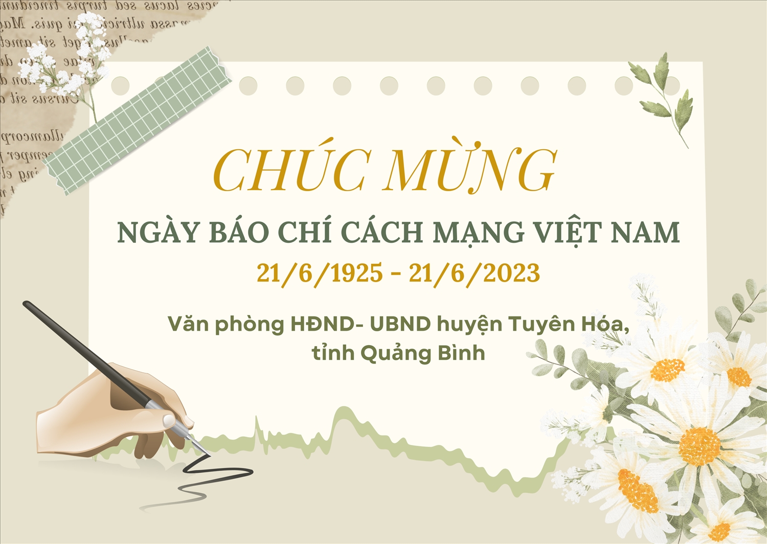  (QC 21/6) Văn phòng HĐND- UBND huyện Tuyên Hóa (Quảng Bình) chúc mừng Ngày Báo chí Cách mạng Việt Nam (21/6/1925/21/6/2023)