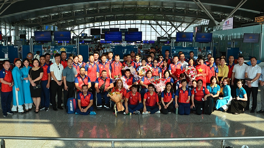Đoàn thể thao người khuyết tật Việt Nam lên đường sang Campuchia dự ASEAN PARA Games 12 ngày 31/5/2023 - Ảnh: L.T.H.Y