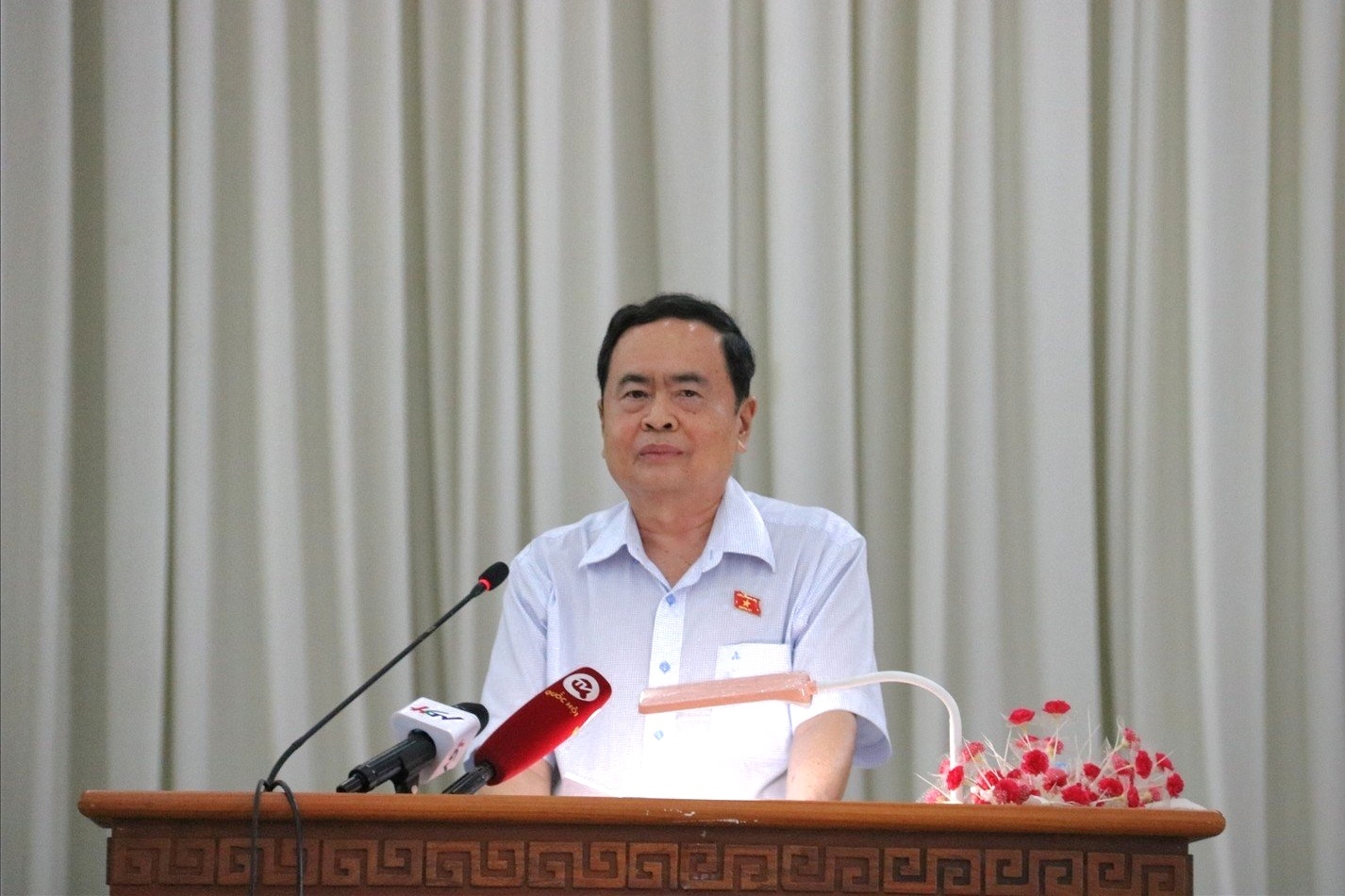 Phó Chủ tịch Thường trực Quốc hội Trần Thanh Mẫn thông tin đến cử tri tỉnh Hậu Giang về những đổi mới của Quốc hội Khóa XV