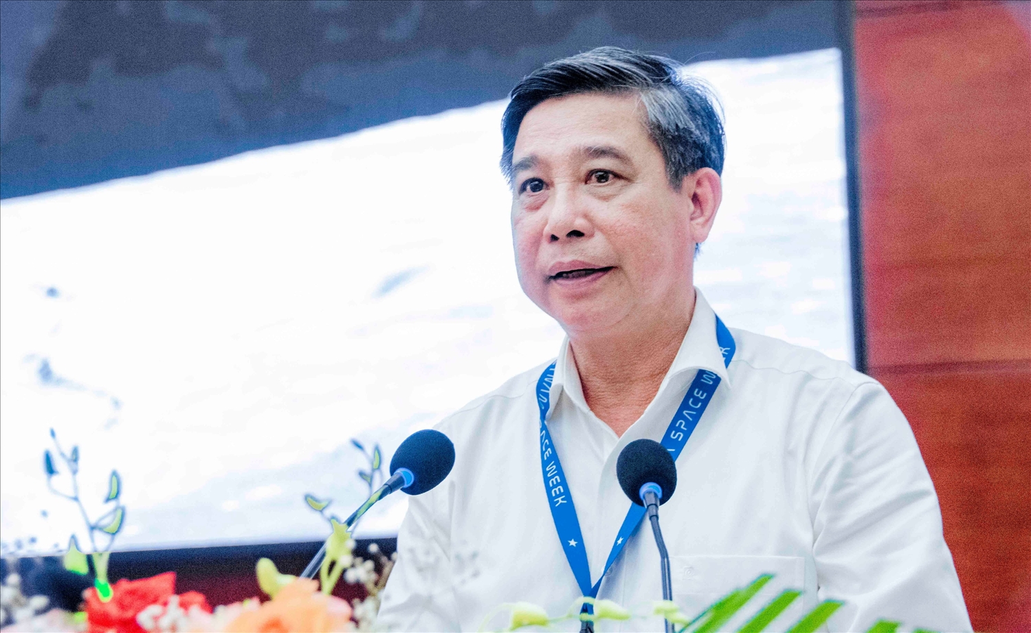  Chủ tịch UBND tỉnh Hậu Giang - Đồng Văn Thanh phát biểu chào mừng Tuần lễ Vietnam Space Week