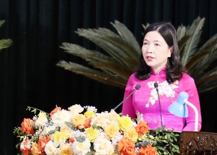 Trưởng Ban Dân vận Tỉnh ủy, Chủ tịch Ủy ban MTTQ tỉnh Phạm Thị Thanh Thủy phát biểu khai mạc Hội nghị