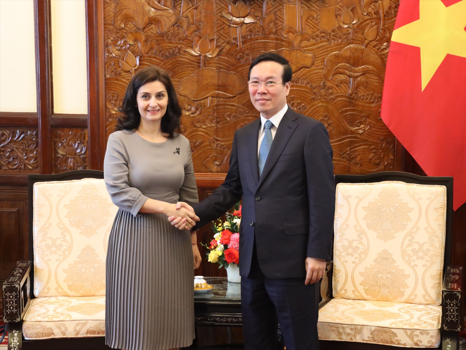 Chủ tịch nước Võ Văn Thưởng tiếp Đại sứ Cộng hòa Bulgaria tại Việt Nam Marinela Petkova đến chào từ biệt, kết thúc nhiệm kỳ công tác tại Việt Nam