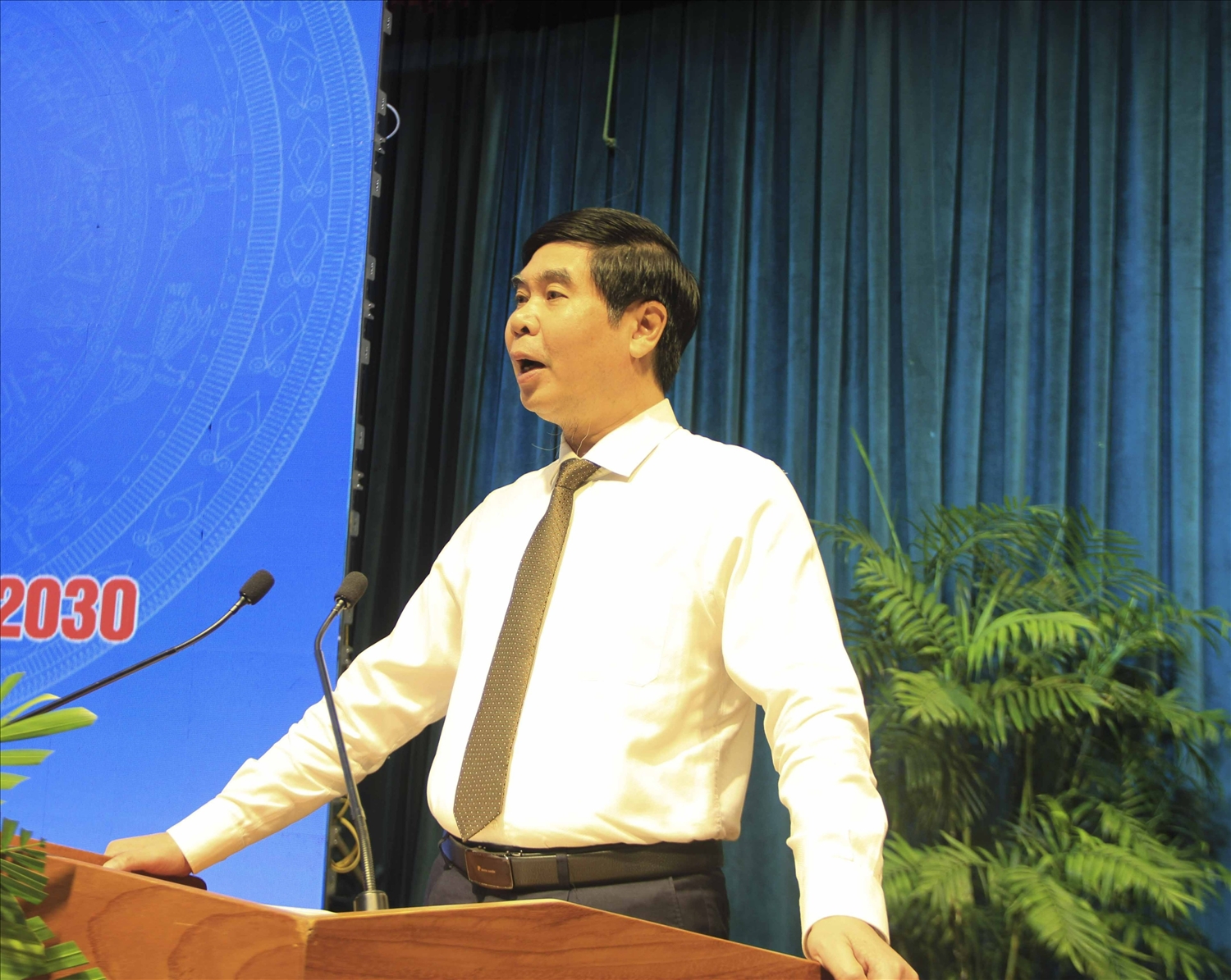 Phó Chủ tịch UBND tỉnh Bình Định Lâm Hải Giang phát biểu chào mừng tại Hội thảo