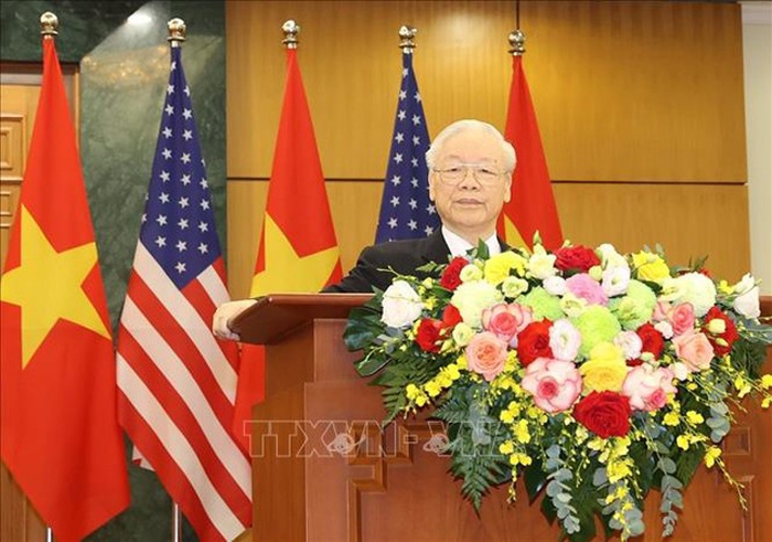 Tổng Bí thư Nguyễn Phú Trọng cho biết, hai bên thống nhất cho rằng, quan hệ Việt Nam - Hoa Kỳ đã có những bước phát triển mạnh mẽ, sâu sắc, thực chất, hiệu quả, kể từ khi bình thường hóa quan hệ và sau khi xác lập quan hệ Đối tác Toàn diện