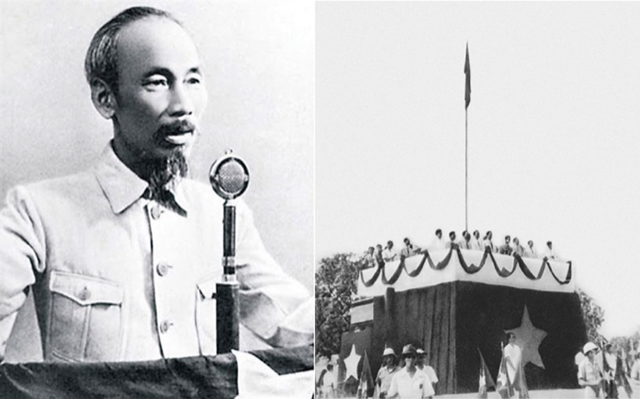 Ngày 2/9/1945, tại Quảng trường Ba Đình, Chủ tịch Hồ Chí Minh đọc bản Tuyên ngôn Độc lập khai sinh nước Việt Nam Dân chủ Cộng hòa, nay là nước Cộng hòa xã hội chủ nghĩa Việt Nam