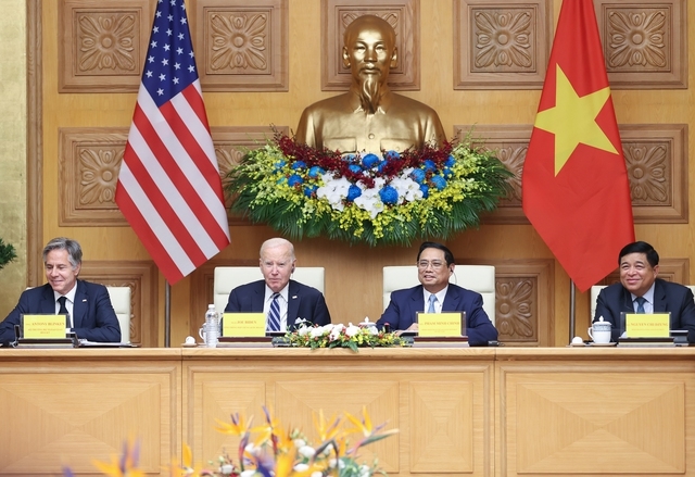 Thủ tướng Phạm Minh Chính và Tổng thống Hoa Kỳ Joe Biden tham dự "Hội nghị cấp cao Việt Nam - Hoa Kỳ về đầu tư và đổi mới sáng tạo" - Ảnh: VGP/Nhật Bắc