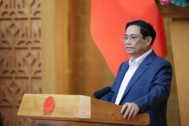 Thủ tướng Phạm Minh Chính phát biểu kết luận phiên họp Chính phủ thường kỳ tháng 9/2023 và Hội nghị trực tuyến Chính phủ với các địa phương - Ảnh: VGP/Nhật Bắc
