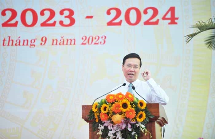 Chủ tịch nước Võ Văn Thưởng phát biểu chỉ đạo tại Lễ khai giảng năm học 2023 - 2024 Trường PTDT Nội trú tỉnh Gia Lai