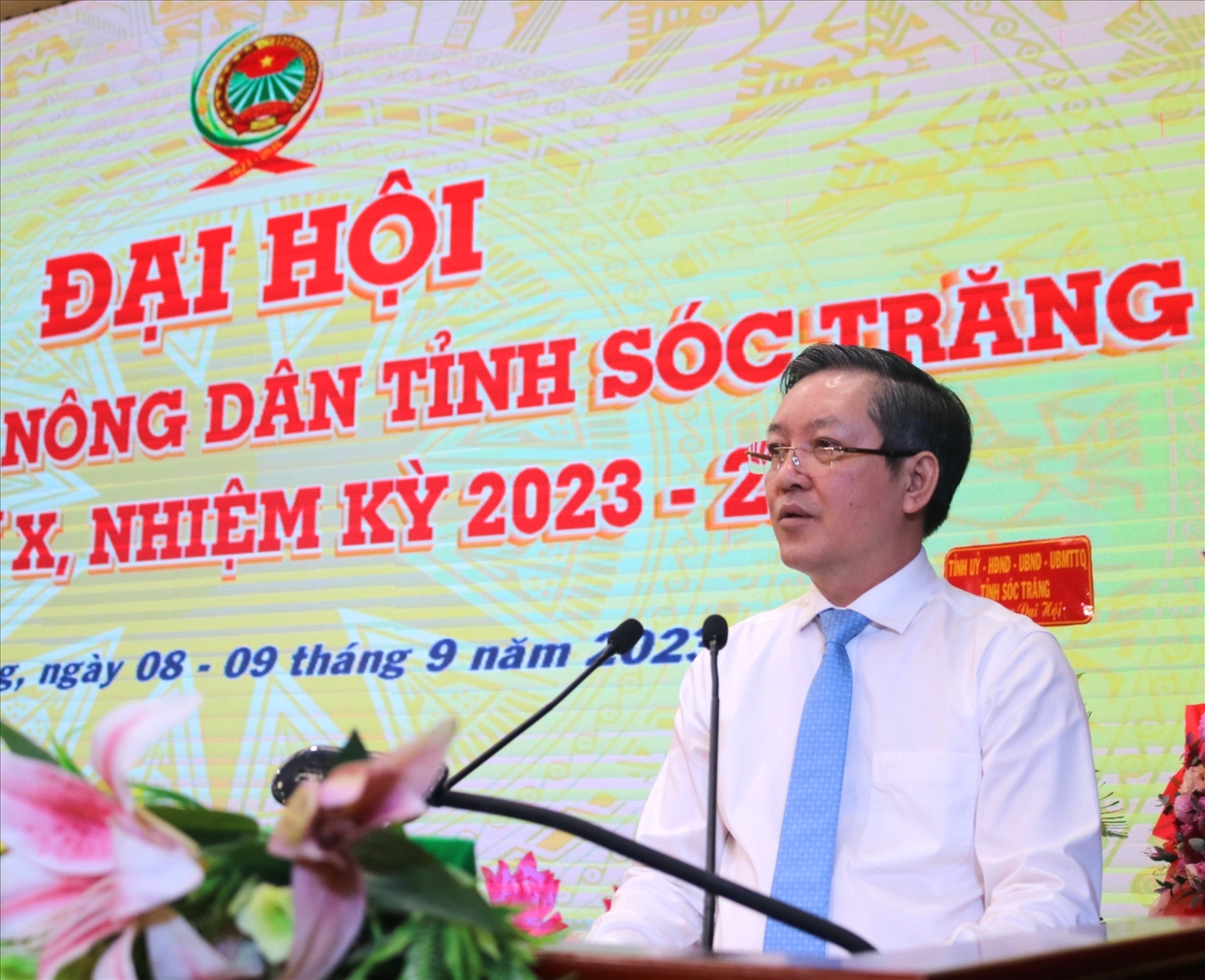 Ông Lương Quốc Đoàn, Chủ tịch BCH Trung ương Hội ND Việt Nam phát biểu chỉ đạo Đại hội đại biểu Hội Nông dân tỉnh Sóc Trăng lần thứ X, nhiệm kỳ 2023 – 2028