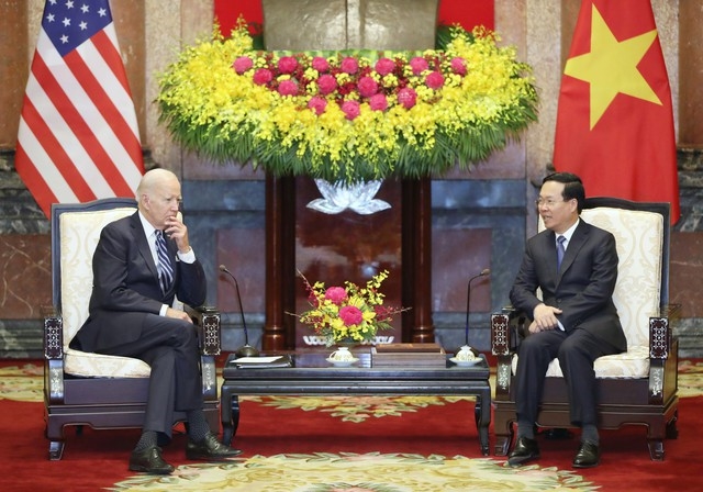 Chủ tịch nước Võ Văn Thưởng tiếp Tổng thống Hoa Kỳ Joe Biden - Ảnh: VGP/Nhật Bắc