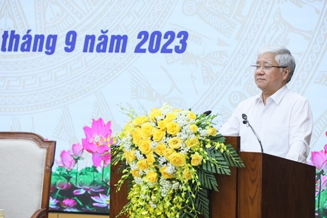 Chủ tịch Uỷ ban Trung ương MTTQ Việt Nam Đỗ Văn Chiến phát biểu Kết luận Hội nghị 