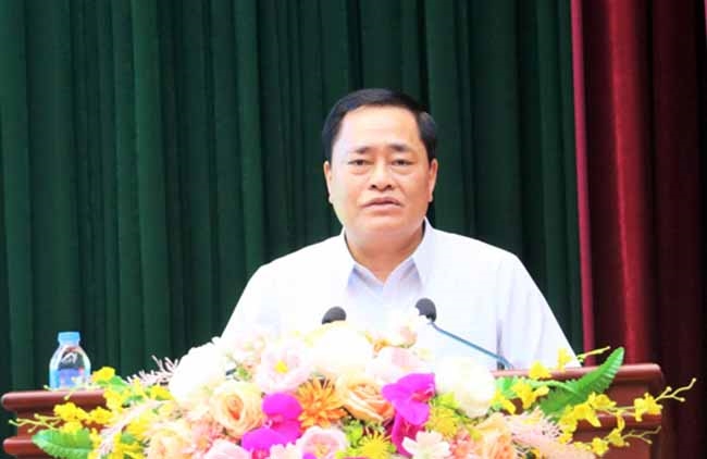   Phó Bí thư Tỉnh ủy, Chủ tịch UBND tỉnh Lạng Sơn Hồ Tiến Thiệu phát biểu tại Hội nghị