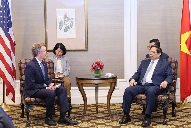 Thủ tướng Phạm Minh Chính khuyến khích Oregon và Việt Nam thúc đẩy quan hệ kinh tế - thương mại - đầu tư để khai thác hiệu quả tiềm năng và dư địa hợp tác - Ảnh: VGP/Nhật Bắc