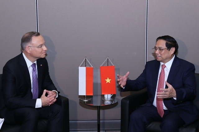 Thủ tướng Chính phủ Phạm Minh Chính khẳng định Việt Nam luôn coi trọng và mong muốn tăng cường quan hệ hữu nghị truyền thống, hợp tác nhiều mặt với Ba Lan - Ảnh: VGP/Nhật Bắc