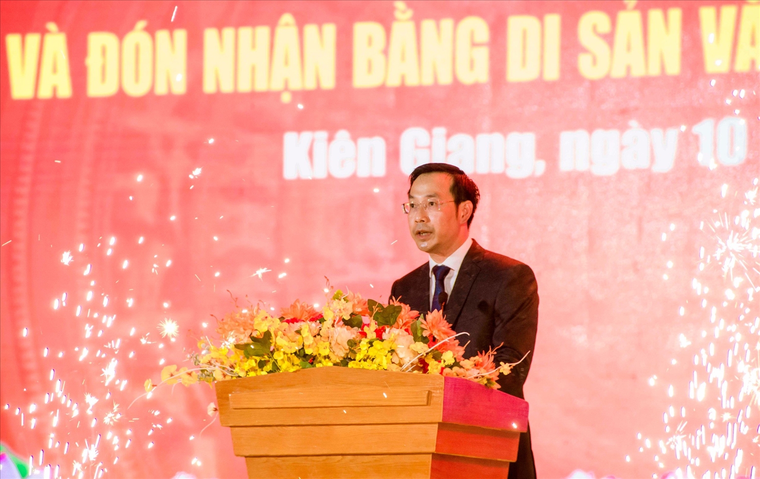 Phó Chủ tịch UBND tỉnh Kiên Giang - Nguyễn Thanh Nhàn phát biểu tại buổi lễ