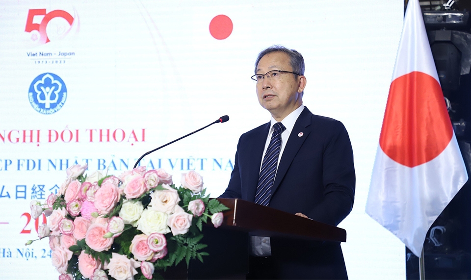 Ông Yamada Takio - Đại sứ đặc mệnh toàn quyền Nhật Bản tại Việt Nam phát biểu tại hội nghị.