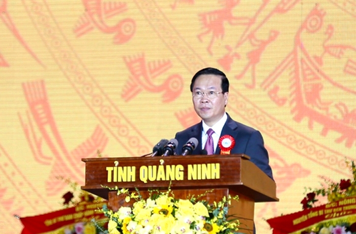 Ủy viên Bộ Chính trị, Chủ tịch nước Cộng hòa XHCN Việt Nam Võ Văn Thưởng phát biểu tại buổi lễ