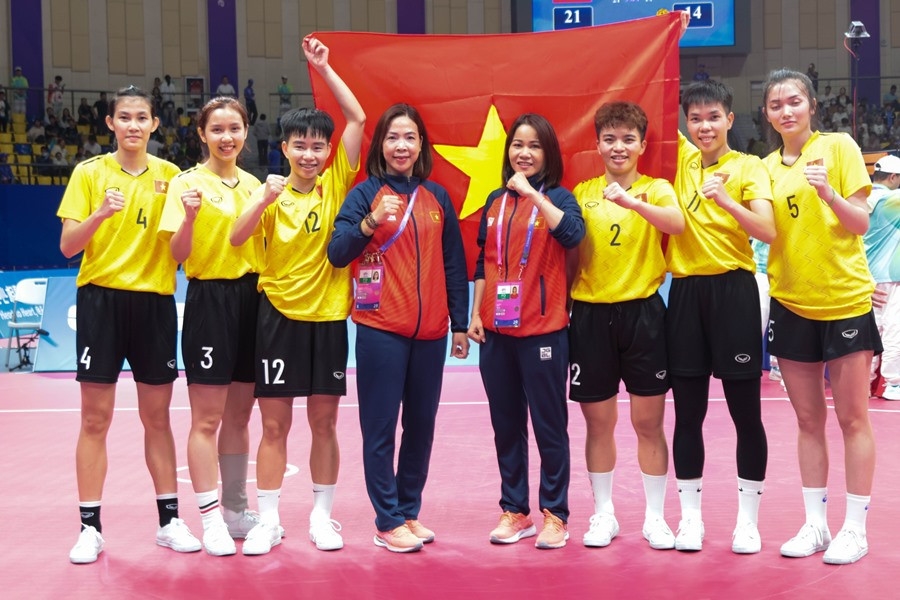 Đội tuyển cầu mây xuất sắc đem về tấm HCV thứ 2 cho đoàn thể thao Việt Nam (Ảnh IT)