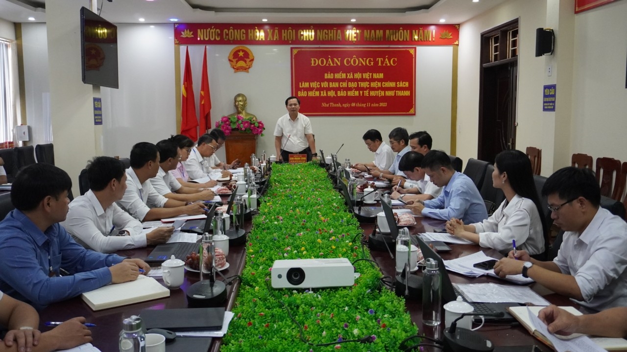 Đoàn công tác Bảo hiểm xã hội Việt Nam làm việc với Ban chỉ đạo thực hiện chính sách bảo hiểm xã hội, bảo hiểm y tế tại huyện Như Thanh