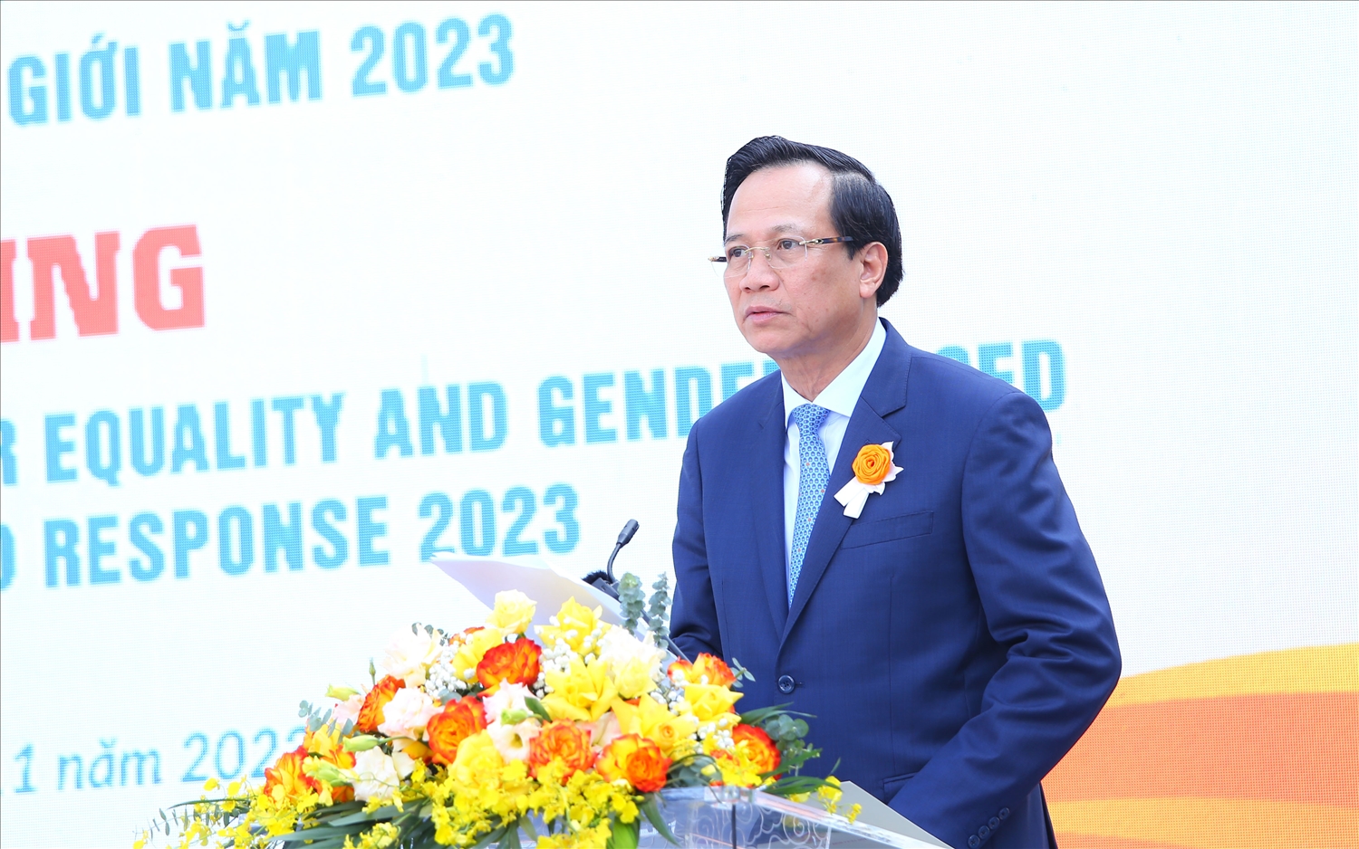 Bộ trưởng Bộ LĐTBXH Đào Ngọc Dung phát biểu tại Lễ phát động