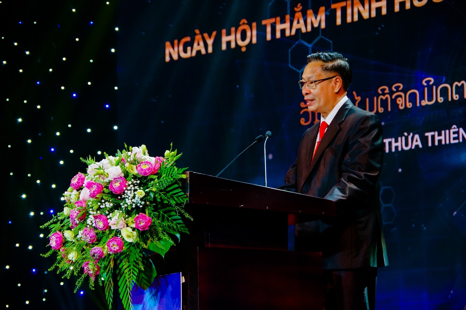 Ông Phosy Keomanivong, Thứ trưởng Bộ TTVH&DL Lào phát biểu tại Lễ khai mạc