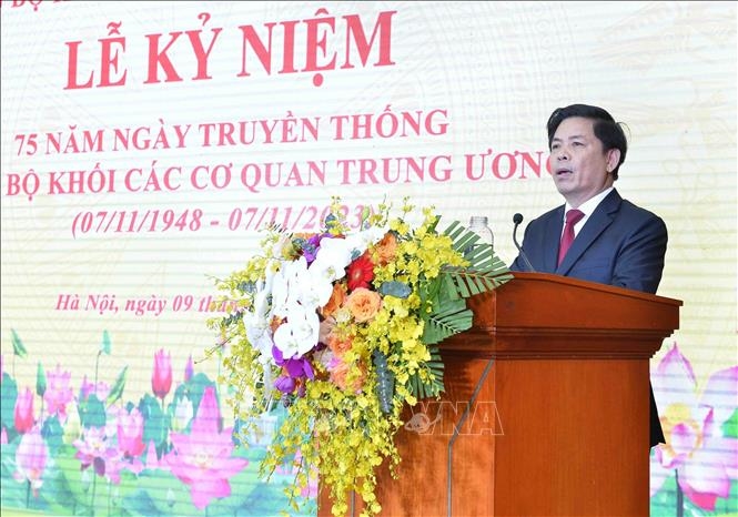 Bí thư Đảng ủy Khối các cơ quan Trung ương Nguyễn Văn Thể phát biểu. Ảnh: Minh Đức/TTXVN