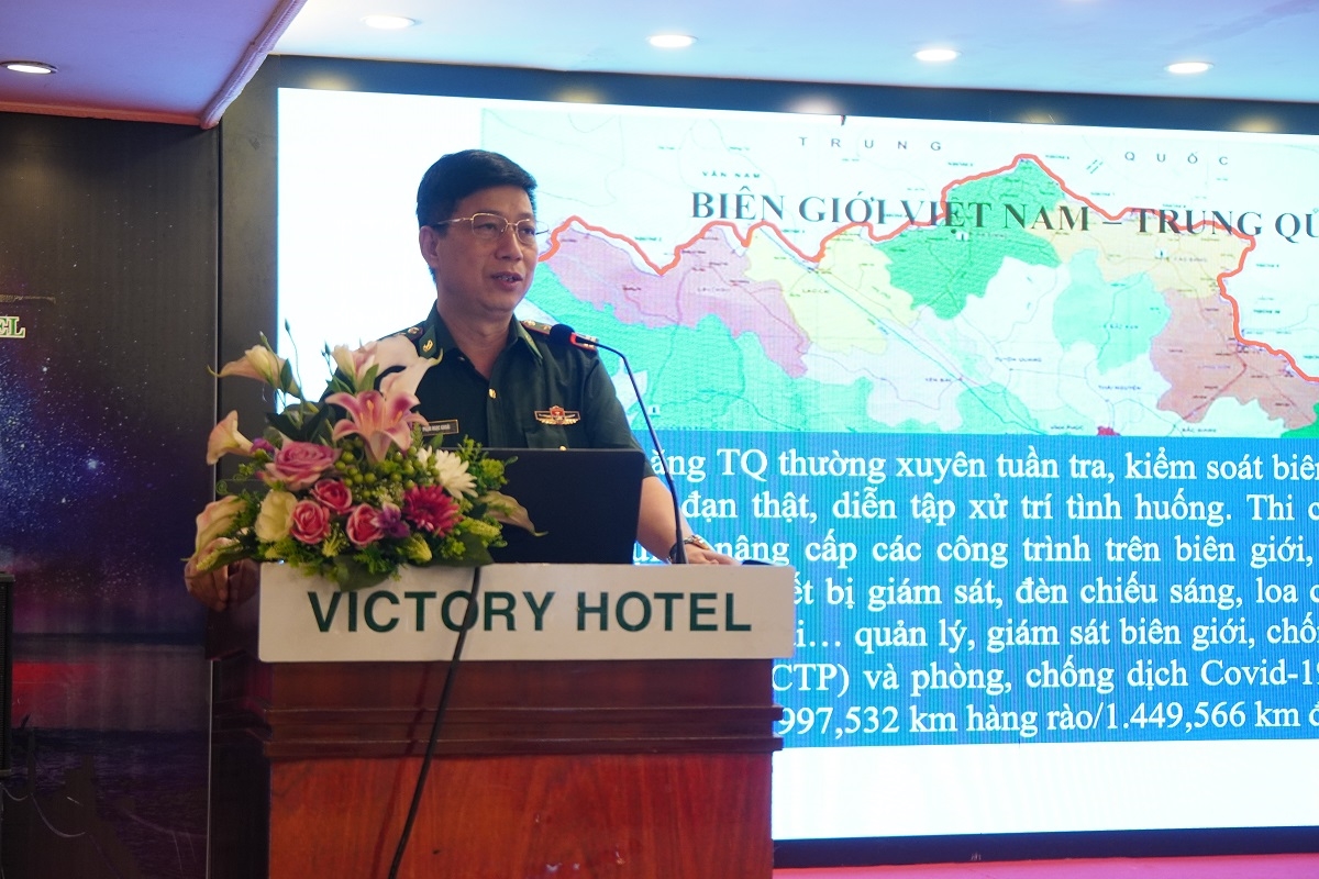 Thượng tá Phạm Ngọc Khoái, Trợ lý phòng Tuyên huấn Bộ đội Biên phòng – Bộ Tư lệnh Bộ đội Biên phòng chia sẻ tại Hội nghị
