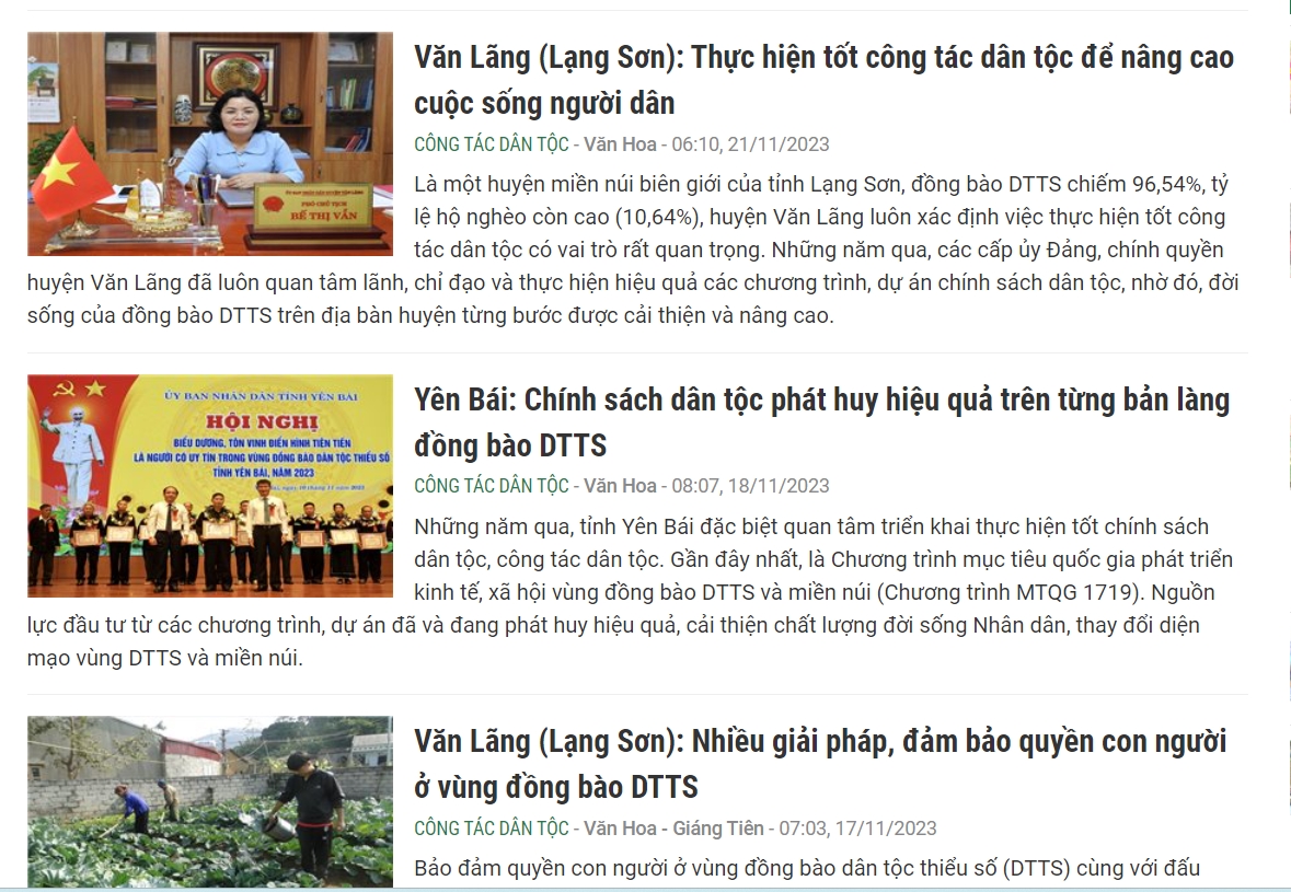 Hàng loạt các bài viết về hình ảnh huyện Văn Lãng được đăng tải trên Báo Dân tộc và Phát triển