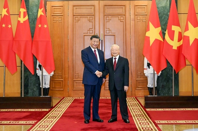 (Tin dẫn) Tổng Bí thư Nguyễn Phú Trọng chủ trì lễ đón cấp Nhà nước Tổng Bí thư, Chủ tịch Trung Quốc Tập Cận Bình 7