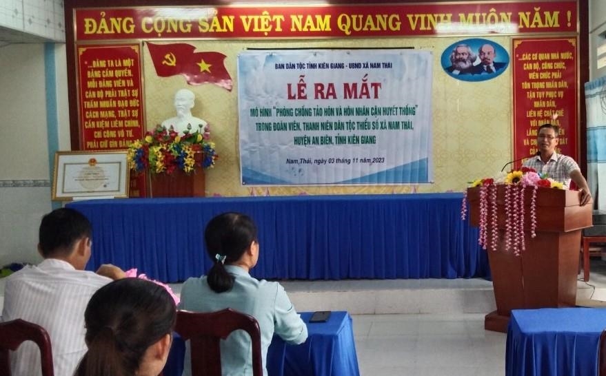  Lễ ra mắt mô hình “Phòng, chống tảo hôn và hôn nhân cận huyết thống” tại xã Phú Lợi, huyện Giang Thành. 