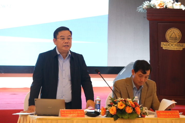 Ông Đào Xuân Quy, Phó Vụ trưởng Vụ Chính sách Dân tộc, Ủy Ban Dân tộc phát biểu khai mạc Hội thảo