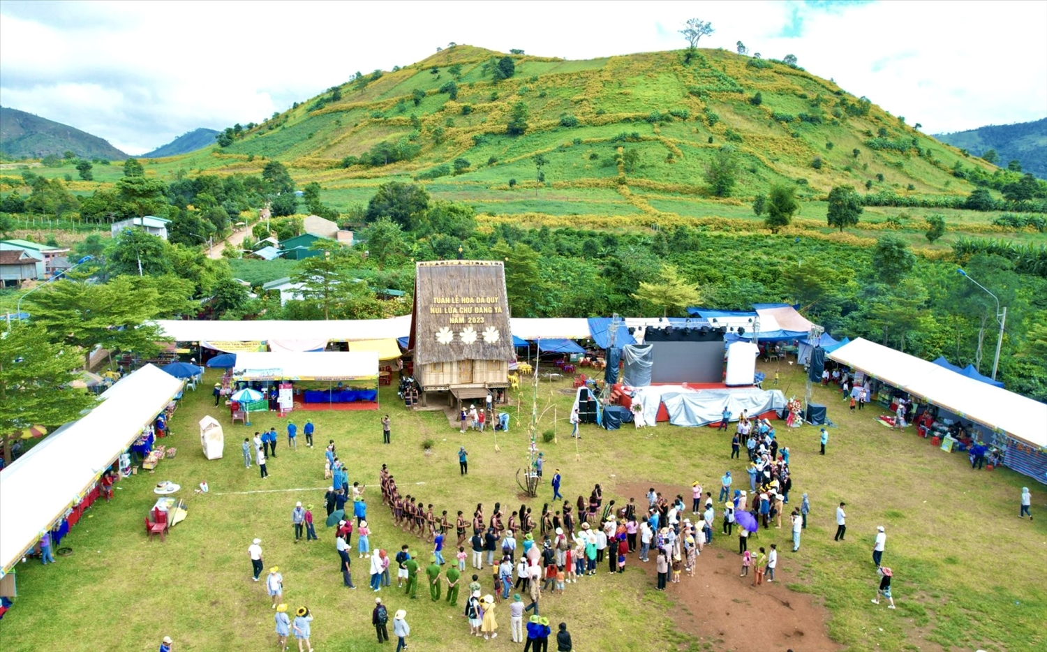 Phục dựng Lễ cúng lúa mới tại Lễ hội hoa dã quỳ - núi lửa Chư Đang Ya năm 2023, huyện Chư Păh, Gia Lai