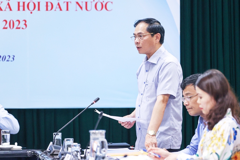Bộ trưởng Bộ Ngoại giao Bùi Thanh Sơn phát biểu tại Hội nghị. (Ảnh: VGP/Nhật Bắc)