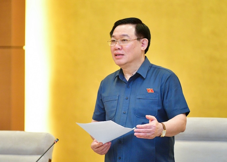 Chủ tịch Quốc hội Vương Đình Huệ phát biểu ý kiến tại cuộc họp. (Ảnh: Đăng Anh)