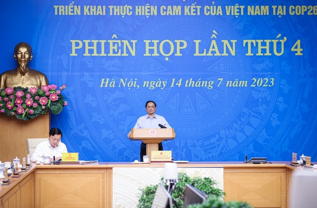 Thủ tướng Phạm Minh Chính chủ trì phiên họp Ban Chỉ đạo quốc gia thực hiện cam kết tại COP26 - Ảnh: VGP/Nhật Bắc