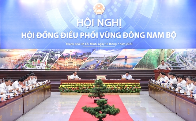 Thủ tướng Phạm Minh Chính chủ trì Hội nghị lần thứ nhất của Hội đồng điều phối vùng Đông Nam Bộ - Ảnh: VGP/Nhật Bắc