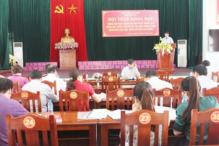 Hội thảo đánh giá thực trạng, giải pháp nâng cao công tác tuyên truyền về tảo hôn trong vùng đồng bào DTTS do Ban Dân tộc tỉnh Cao Bằng tổ chức.