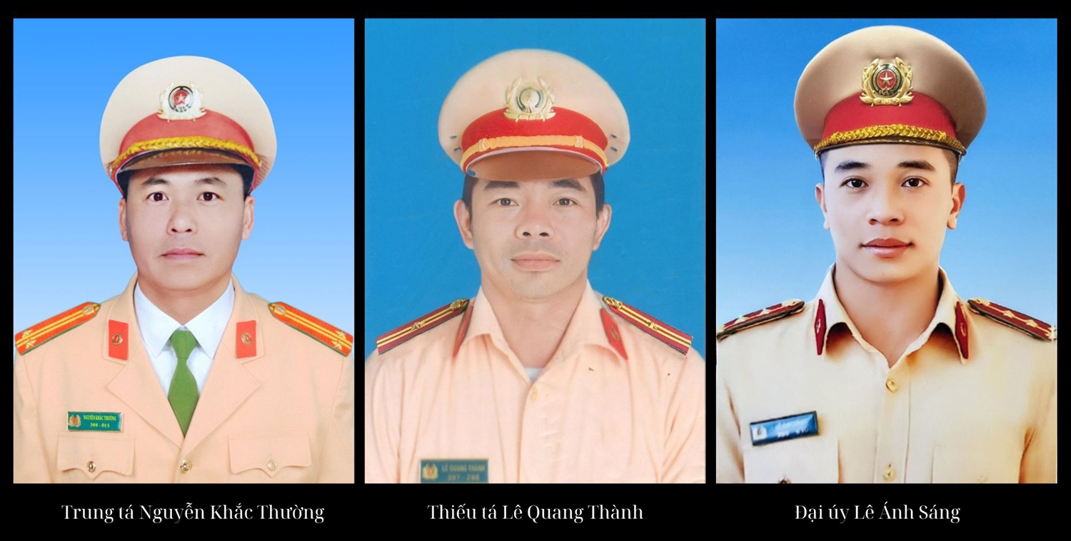 (Tổng hợp) Truy thăng cấp bậc hàm đối với 3 cán bộ, chiến sĩ công an hy sinh tại Lâm Đồng